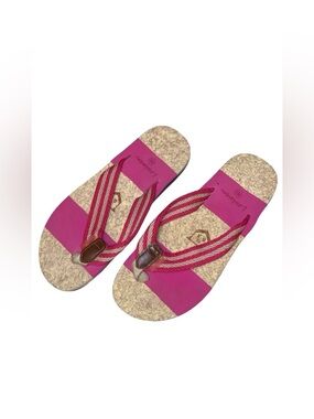 NEW W/O TAGS LOULUEN Woven Thong Flip Flop Sandals in Fuchsia/Nat SZ 9 (40 EU)